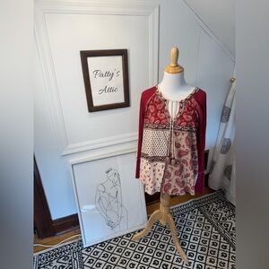 Sundance Red and White Paisley Top